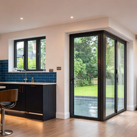 Fenêtre à battant moderne en alliage d'aluminium, résistante aux ouragans, avec verre trempé et verrou de sécurité enfant pour villa