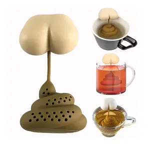 Hot Creative Poop Shaped Wieder verwendbare Silikon-Tee-Aufguss für lose Tee Weihnachten Vatertag Tee filter Geschenke