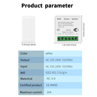 Interrupteur WiFi Tuya Mini 16A, application Smart Life, contrôle bidirectionnel, module d'automatisation de la maison intelligente, Alexa, Google Home