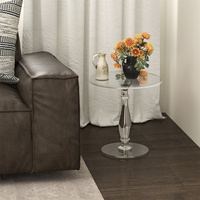 Table d'appoint ronde en acrylique transparent de 18 pouces pour petits espaces Table d'appoint en acrylique pour salon