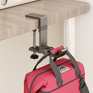 Double <b>Hook</b> For Backpacks Adjustable Desk Clamp Foldable Metal <b>Hook</b> For Student Study Table With 1 3kg Load Capacity - Product Image 1