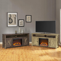 Meuble de salon moderne en bois blanc avec cheminée LED, support pour téléviseur plasma de 75 pouces, console, table