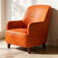 Fauteuil d'appoint en cuir vintage moderne, style industriel, pour appartement, entrepôt, chambre, atelier, salon, hôtel, bureau