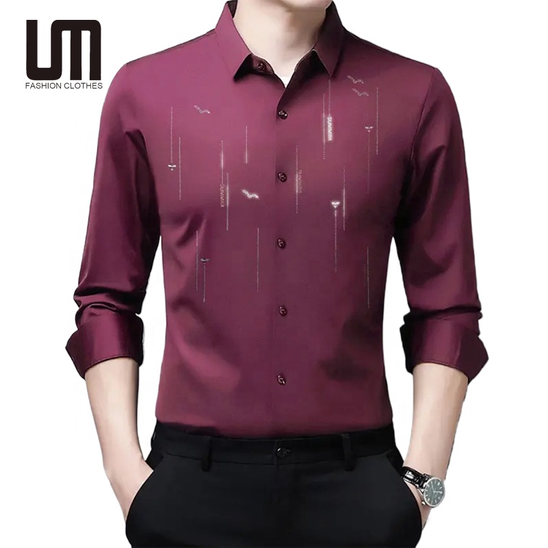 Slim Fit Men's Casual Dress Shirt - Breathable, Eco-Friendly Long Sleeve Tops for Business & Daily Life Slim Fit Men's Casual Dress Shirt - Breathable, Eco-Friendly Long Sleeve Tops for Business & Daily Life