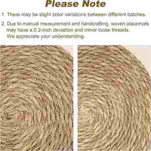 <b>Set</b> 10 Heat-Resistant Woven <b>Placemats</b> Rustic Paisley Style Non-Slip Washable Natural Water Hyacinth Material for Indoor Outdoor - Product Image 5