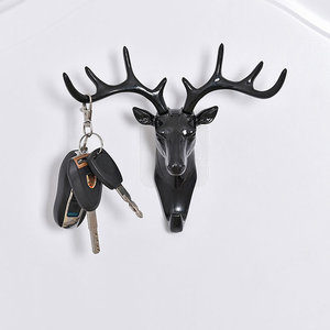 Deer Head <b>Wall</b> <b>Hook</b> Black Double <b>Hook</b> <b>Wall</b> Mounted For <b>Keys</b> Bags Door Or <b>Wall</b> Use - Product Image 2