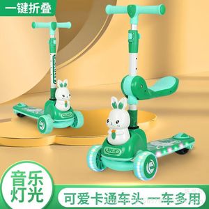 Childrens Scooter With Seat Height Adjustable Three In One Ride On For Kids 2 8 Years Old Blue Green Pink - Product Image 4