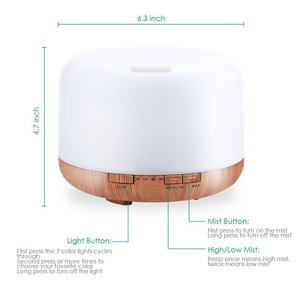 Máquina de aceite esencial de aromaterapia de grano de madera de 500ml, difusor de Aroma ultrasónico para el hogar, difusor de humidificador de aire eléctrico con luz - Product Image 4
