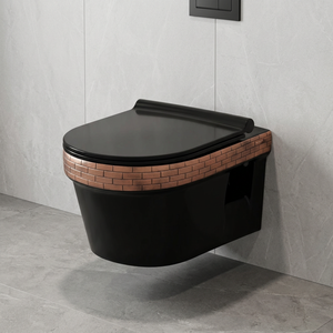 Serviettes de toilette en céramique, murale suspendue sans bords, de couleur noire, rustique, style rétro, taille Standard, meilleure qualité, pour salle de bains - Product Image 1