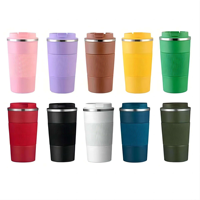 Gobelet de voyage personnalisé en acier inoxydable de 380 ml et 510 ml avec manchon en silicone antidérapant, tasse à café à double paroi pour le bureau, la voiture, les voyages en plein air
