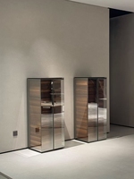 XUNKAI Armoire de rangement de luxe moderne multi-scénarios avec cadre en aluminium, porte en verre et bois massif, personnalisable OEM