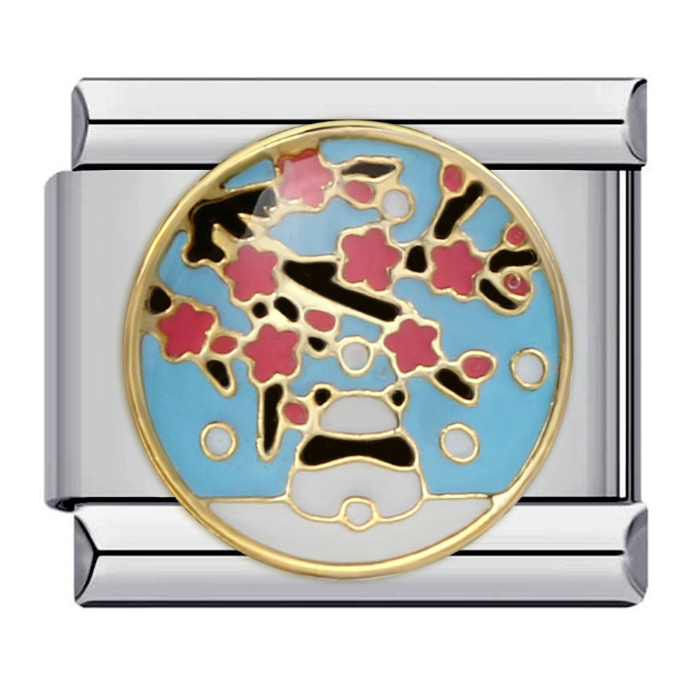 SGYUAN Fashion Cute Panda Animal Series Stainless Steel Link Fit 9mm Italian Charm Bracelet Making DIY Jewelry for Women and Man