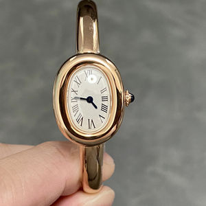 Reloj de Cuarzo de Lujo para Mujer, Caja Ovalada de Oro de 18K, Diseño Elegante y Delgado, Reloj de Vestir para Dama - Product Image 4