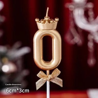 Grenzüberschreitende Ins-Style Acryl-Kuchendekoration Krone Schleife Zahlenkerze Gold Silber Farben 0-9 Kindergeburtstagskerze