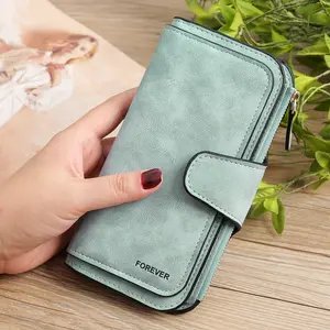 New Women's Purse Frosted Coin Purse PU Leather Clutch Bag Multi-purpose Long Wallet Multi-card Card Bag