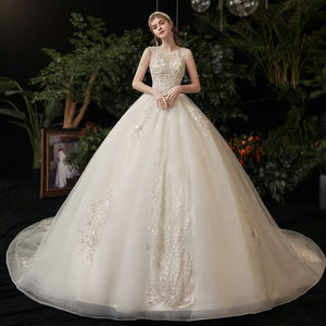 Wedding Dress Strapless Off Shoulder Spaghetti Strap Lace Natural Waistline Simple French Style Floor Length Bridal Gown - Product Image 1