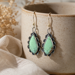 Orecchini vintage a goccia con foglia di loto blu verde, gioielli di moda bohémien da donna - Product Image 6