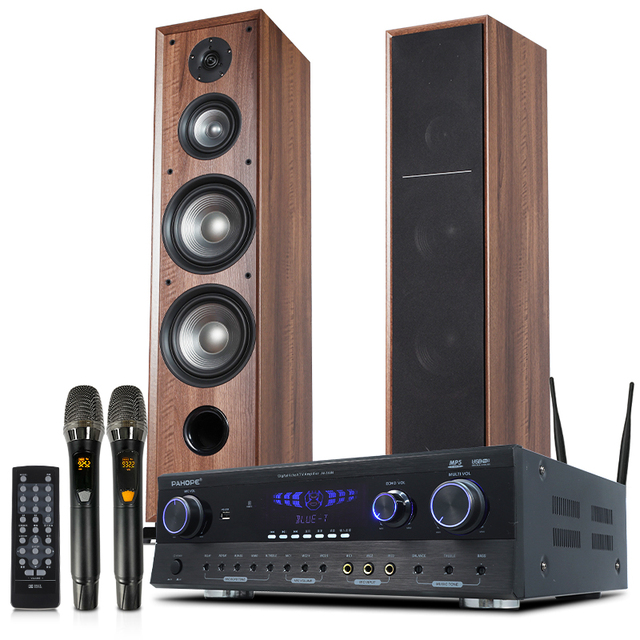 High-End Tower Speaker Home Theater System Professional Karaoke KTV Dual 8-inch Wooden Woofer Stereo System for Home