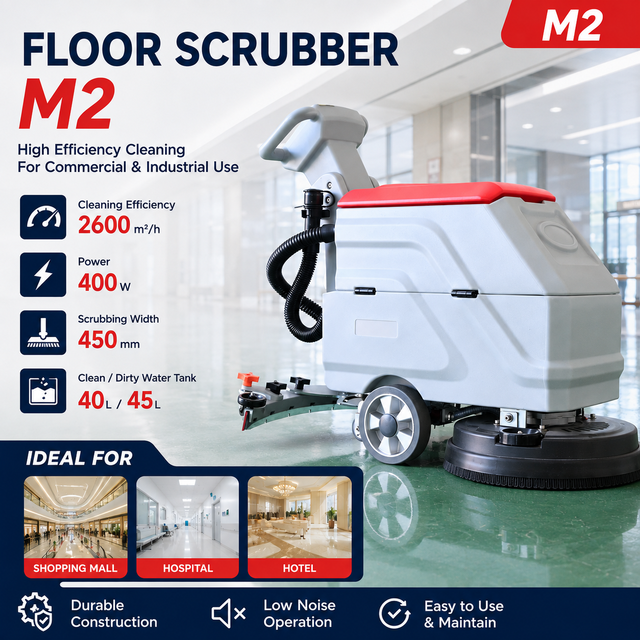 Eco-Friendly New Laite Floor Cleaner Electric Battery Floor Scrubber Dryer Zero Emission Hand Push Industrial Scrubber 45L Clean