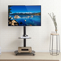 Carrito de TV Rodante Moderno con Acero Aleado y Vidrio Templado para TV LCD de 32-75 Pulgadas, Mueble para Oficina en Casa