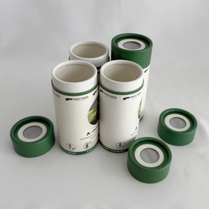 Récipient recyclable écologique pour baume à lèvres et rouge à lèvres cylindre rond en carton kraft avec tube d'emballage en papier déodorant en métal - Product Image 2