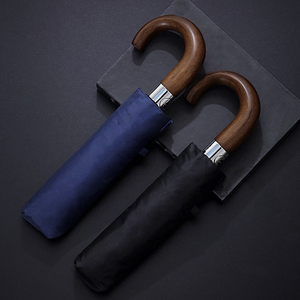 Thâm Quyến Nhà Cung Cấp Sang Trọng Phong Cách Tùy Chỉnh Thiết Kế Bằng Gỗ Cong Xử Lý Auto Ba <span class=keywords><strong>Folding</strong></span> <span class=keywords><strong>Umbrella</strong></span> Với Tay Áo - Product Image 1