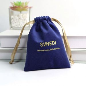 Custom Logo Recyclable Storage Drawstring Dust Bag for Jewelry for Silken Velvet Underwear Handbags Necklaces Watches - Product Image 1