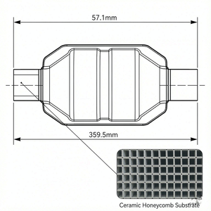 Convertisseur catalytique universel 2,25 pouces (57 mm) pour VW Opel <span class=keywords><strong>Ford</strong></span> Audi BMW Euro 2, forme ronde, jusqu'à 2,5 L (2500 cc), tuyau d'échappement à haut débit - Product Image 2
