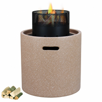 Brasero extérieur MGO au design moderne, aspect pierre, pour bois et charbon de bois, idéal pour jardin, patio, terrasse de piscine et mobilier d'extérieur