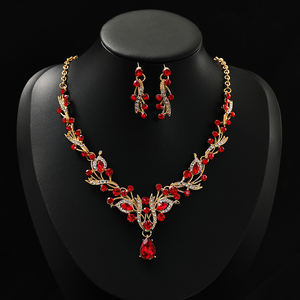 Sıcak satış kadın altın kaplama gelin <span class=keywords><strong>Lai</strong></span> aksesuarları Set balo elbise yapımı için Insnestone kristal kolye küpe alaşım - Product Image 4