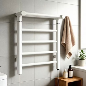 Sèche-serviettes mural chauffant en acier inoxydable blanc avec fibre de carbone, étanche IPX6, 45W, prise européenne, pour salle de sport - Product Image 3