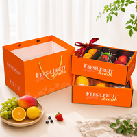 Boîte d'emballage pour fruits personnalisée, couvercle transparent, avec ruban et sac en papier, impression couleur sur carton ondulé