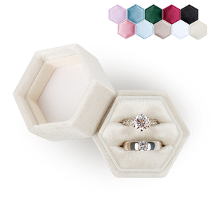 Wholesale Custom High Quality New Jewelry Wedding Engagement Pink Red Green Black Soft Hexagon Velvet Ring Box For Rings