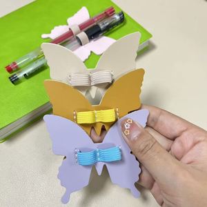 PU Leather Butterfly Pen Holders Self Adhesive Pencil Pouch Double Pen Loop with Elastic Band - Product Image 3
