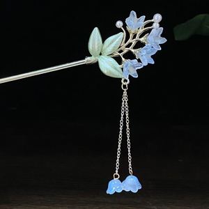 Horquillas para el cabello para mujer, estilo antiguo, palillo para el cabello vintage con flor de lirio, horquilla de aleación con borlas de nuevo estilo chino que se balancean al caminar - Product Image 4