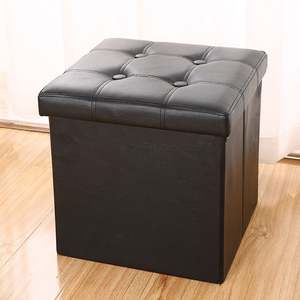 Upholstered <b>Storage</b> <b>Stool</b> Sitting Room Faux Leather Cube Ottoman <b>Storage</b> Foot <b>Stool</b> Pouf Bench Seat - Product Image 4