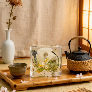 Cao cấp thủ công tùy chỉnh sống động như thật hoa khô nhúng nhựa Epoxy Florals Máy tính để bàn bookend trang trí nhà phòng khách - Product Image 6