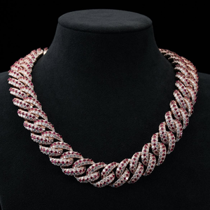 Collar Cubano Personalizado de Moissanita de 20MM con Incrustaciones, Pasa Prueba de Diamante, Plata 925, Cadena Cubana de Moissanita Estilo Hip Hop, Joyería Fina para Hombre - Product Image 1