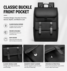 Mochila Feminina Vintage Estilo Britânico para Laptop de 15,6 Polegadas, Mochila Escolar Resistente à Água com Trava Antifurto - Product Image 4