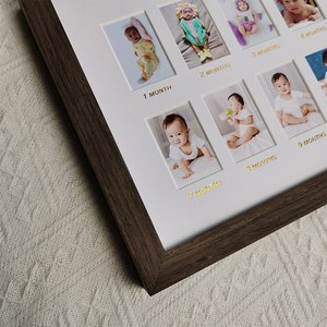 Foto Conmemorativa del Crecimiento de Niños de un Año, Registro de Cumpleaños de 12 Meses, Madera Maciza Creativa con Texto Personalizable A3/A4 - Product Image 2