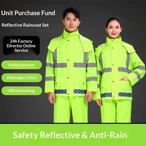 Ensemble pantalon et veste <span class=keywords><strong>de</strong></span> <span class=keywords><strong>pluie</strong></span> réfléchissants pour homme, ensemble imperméable épais et complet pour les travaux <span class=keywords><strong>de</strong></span> voirie et d'assainissement - Product Image 1