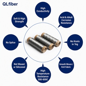 <span class=keywords><strong>Fil</strong></span> à coudre antistatique en fibre d'acier inoxydable résistant aux chocs thermiques pour l'électronique textile - Product Image 3