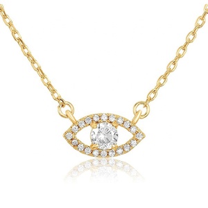 Collar con Colgante de Ojo Turco de Circonita Cúbica Chapado en Oro de 14K de Latón de Moda para Fiestas de Gemnel para Mujer - Product Image 1