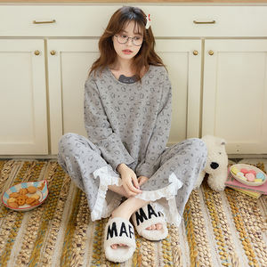 Set di indumenti da notte autunno e inverno in velluto tedesco <span class=keywords><strong>pigiama</strong></span> carino cartone animato da <span class=keywords><strong>donna</strong></span> dolce caldo Cashmere AB può indossare il <span class=keywords><strong>pigiama</strong></span> - Product Image 2