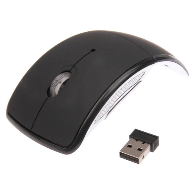Stock Available Wireless 2.4GHz 800-1200-1600dpi Snap-in Transceiver Folding Wireless Optical Mouse / Mice