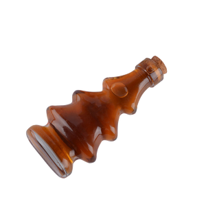 Botella de vidrio vacía de forma única de 100ml y 300ml, botella de bebida transparente con tapa de madera - Product Image 6