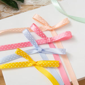 Cinta de Grosgrain de una Cara, 100% Poliéster, con Puntos Rosas y Negros, 1 cm de Ancho, para Decoración, Envoltura de Regalos, Manualidades y Peinados, Venta al Por Mayor - Product Image 3