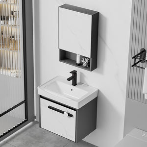 Meuble-lavabo mural moderne en aluminium avec miroir intelligent Comptoir en céramique et lavabo pour hôtel - Product Image 3