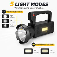 Lampe torche LED rechargeable USB HENGBO W5108 avec logo personnalisé, certifiée ROHS, étanche IP54, batterie lithium 18650 1500mAh, intensité réglable
