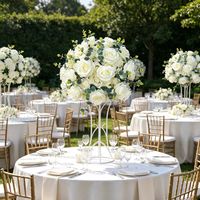 Boules de fleurs artificielles en soie blanches réalistes faites à la main, centres de table de mariage, décoration de la maison
